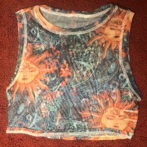 Mesh see-through indie/hippie crop top- size Medium